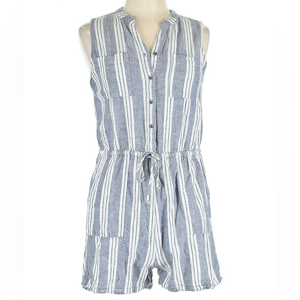 Kelly Reneé Striped Linen Blend Romper